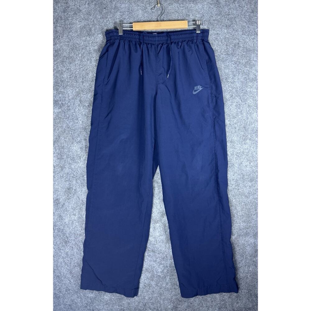 Vintage Y2K Mens Nike Navy Blue Track Pants Athletic Zipper Ankle Size XL
